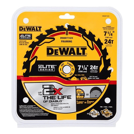 DISCO SIERRA INDUSTRIAL 7 1/4'' 24T ELITE SERIES DWAW71424 DEWALT