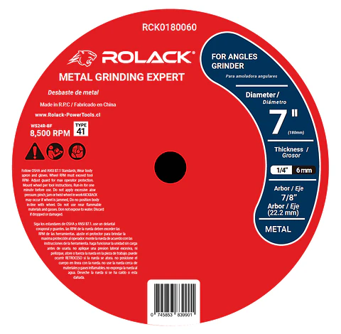 DISCO DESBASTE METAL 7x6mm PROFESSIONAL ROLACK ( PACK 25 Uni )