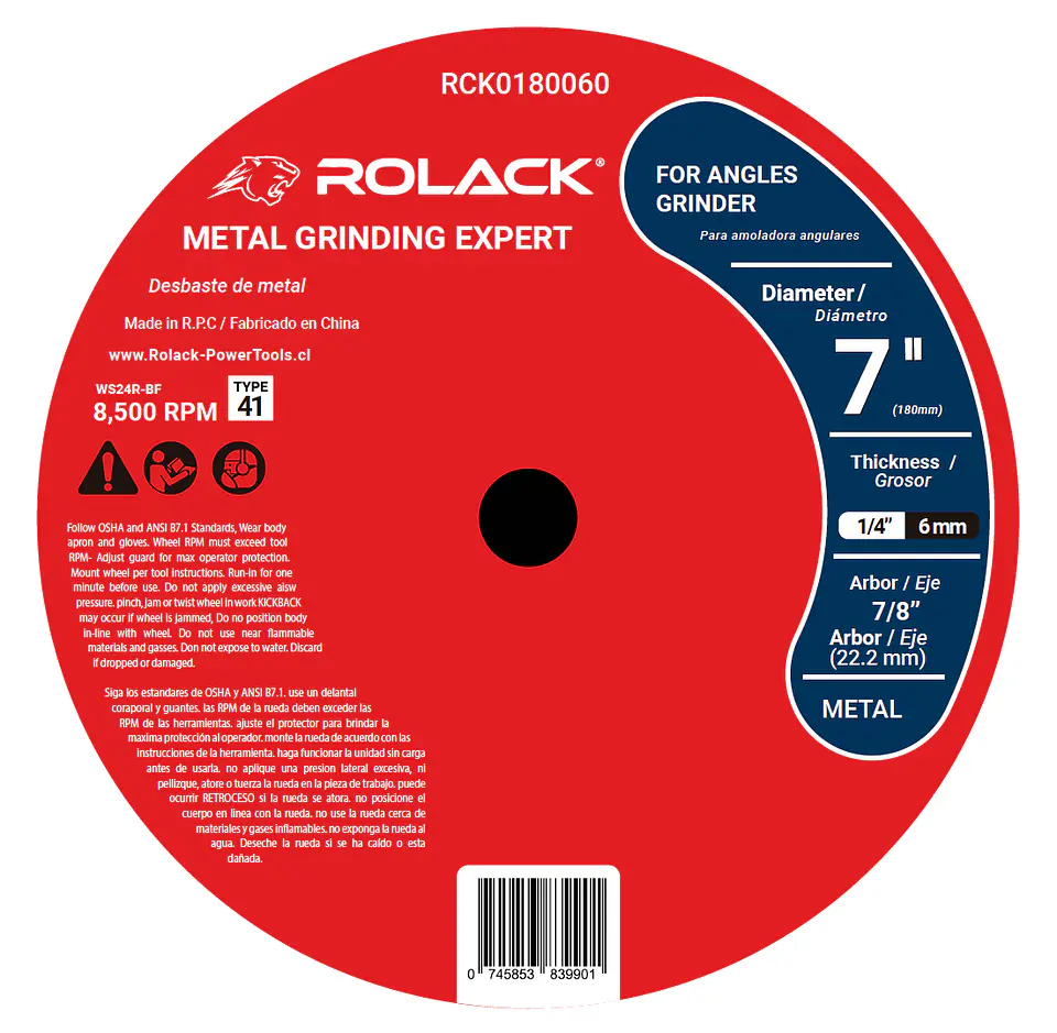 DISCO DESBASTE METAL 7x6mm PROFESSIONAL ROLACK ( PACK 25 Uni ) 1