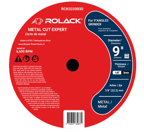 DISCO CORTE METAL 9x3mm PROFESSIONAL ROLACK ( PACK 25 Uni )
