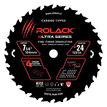 DISCO SIERRA MADERA ULTRA 7-1/4 24 DIENTES RCK0714024 ROLACK