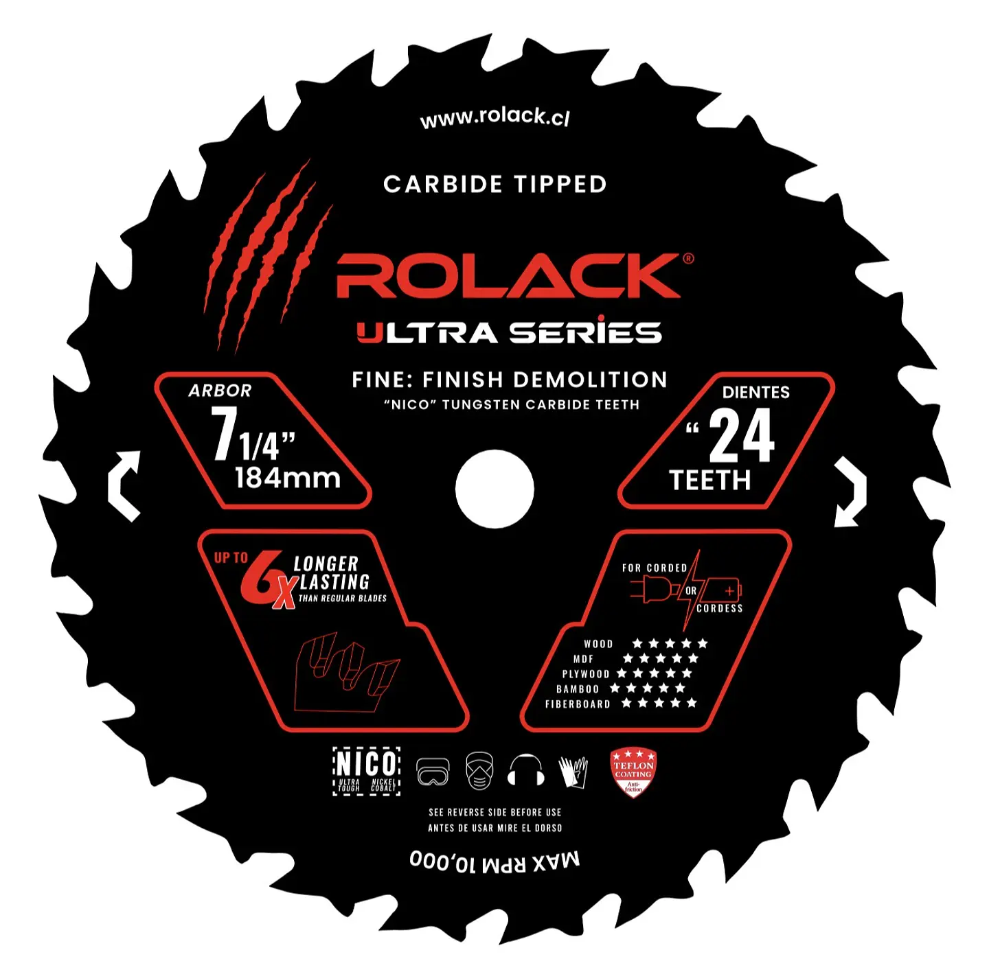 DISCO SIERRA MADERA ULTRA 7-1/4 24 DIENTES RCK0714024 ROLACK 3