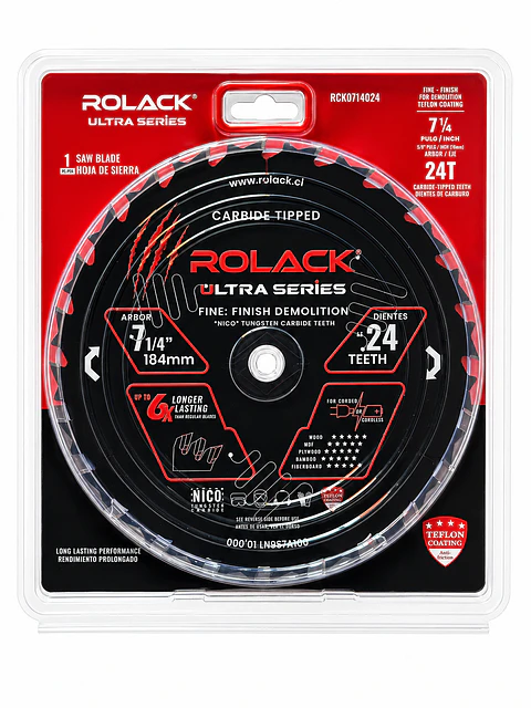 DISCO SIERRA MADERA ULTRA 7-1/4 24 DIENTES RCK0714024 ROLACK