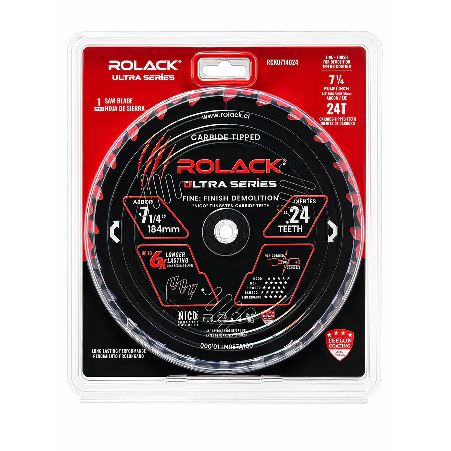 DISCO SIERRA MADERA ULTRA 7-1/4 24 DIENTES RCK0714024 ROLACK