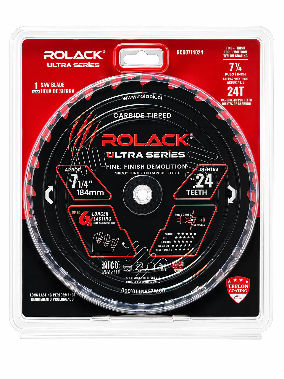 DISCO SIERRA MADERA ULTRA 7-1/4 24 DIENTES RCK0714024 ROLACK 2