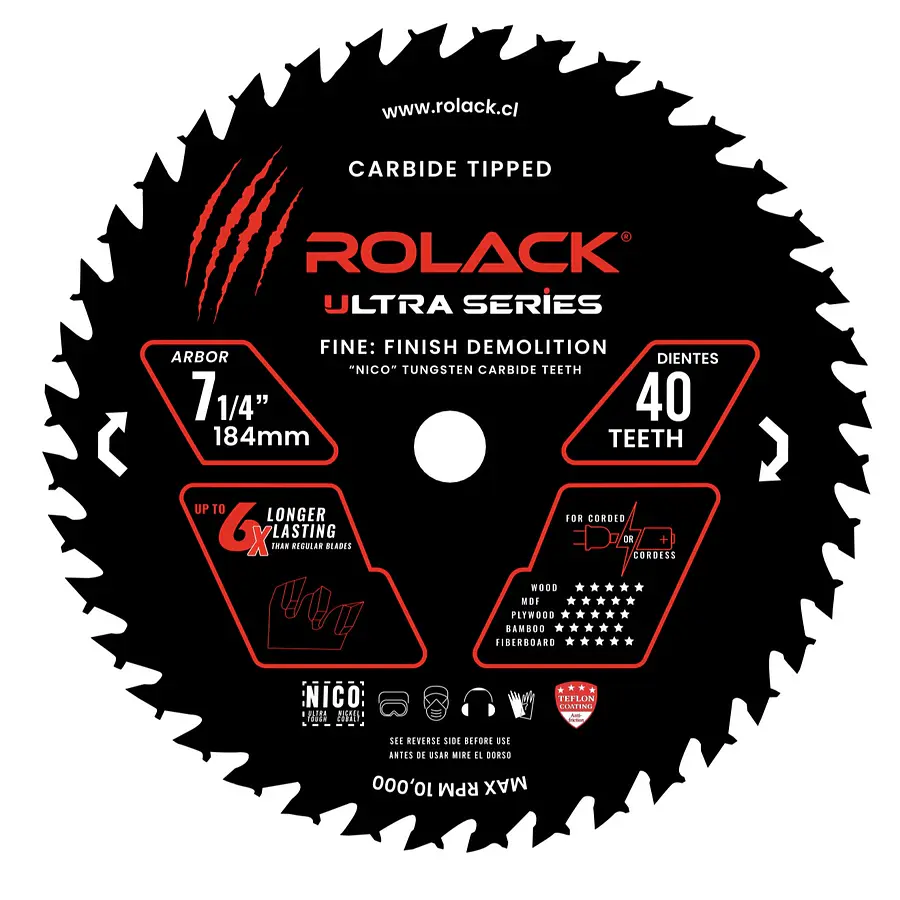 DISCO SIERRA MADERA ULTRA 7-1/4 40 DIENTES RCK0714040 ROLACK