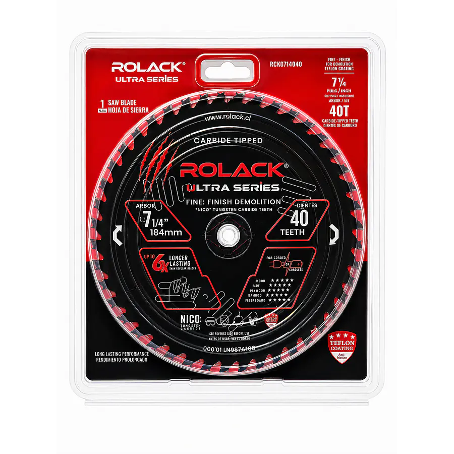 DISCO SIERRA MADERA ULTRA 7-1/4 40 DIENTES RCK0714040 ROLACK