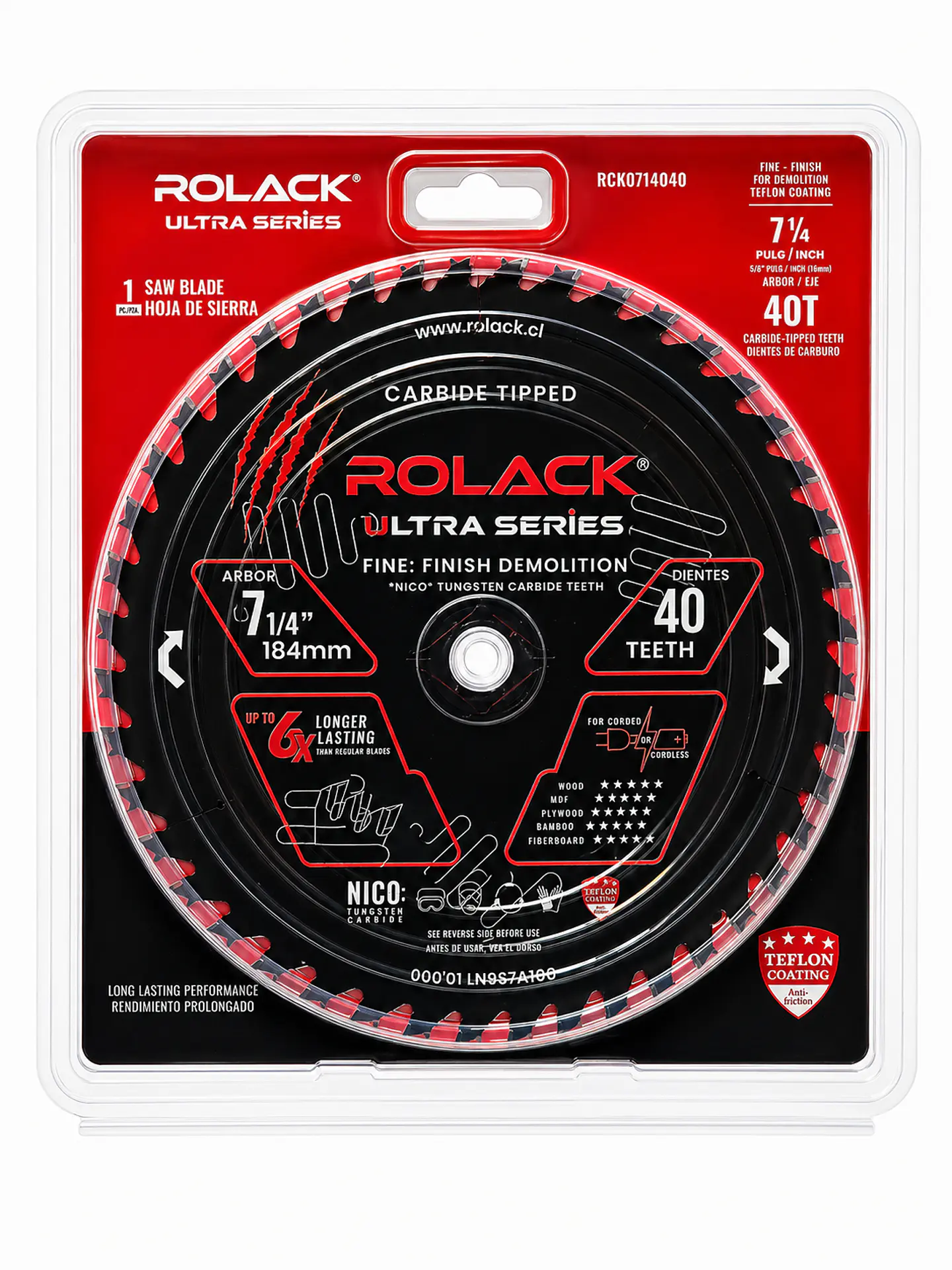 DISCO SIERRA MADERA ULTRA 7-1/4 40 DIENTES RCK0714040 ROLACK 2
