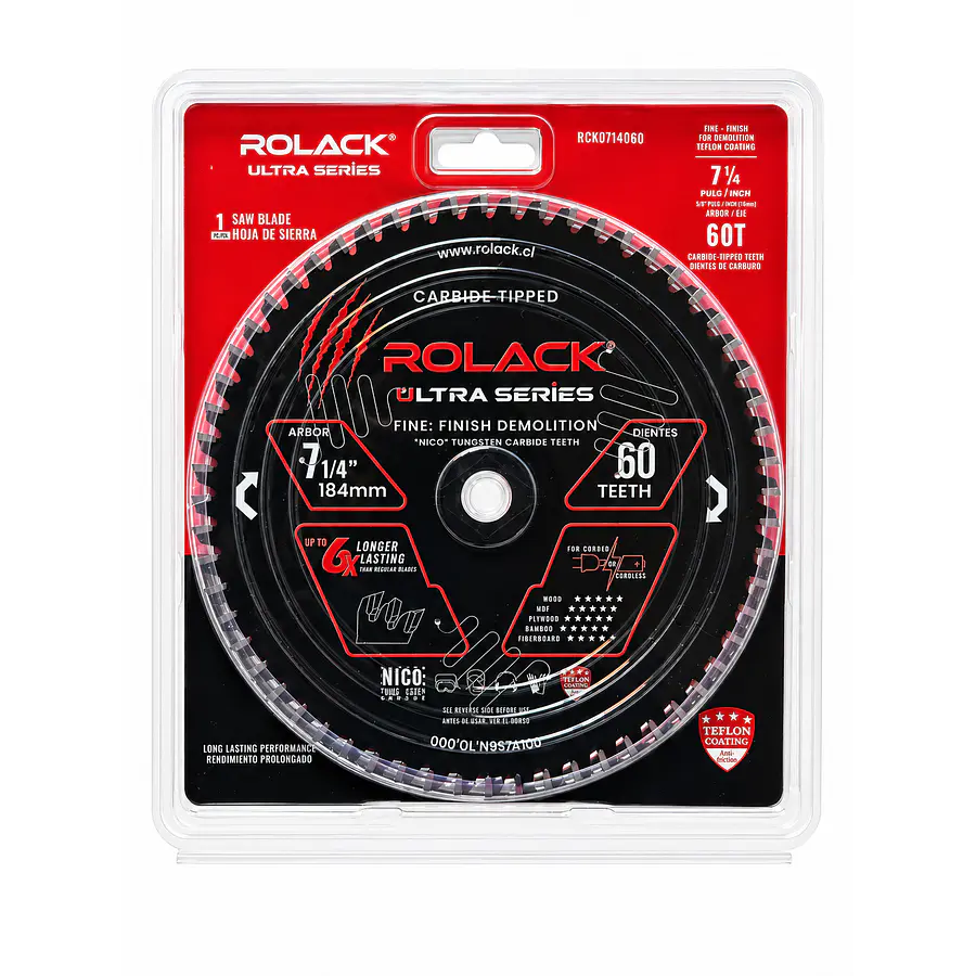 DISCO SIERRA MADERA ULTRA 7-1/4 60 DIENTES RCK0714060 ROLACK