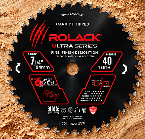 DISCO SIERRA MADERA ULTRA 7-1/4 40 DIENTES RCK0714040 ROLACK