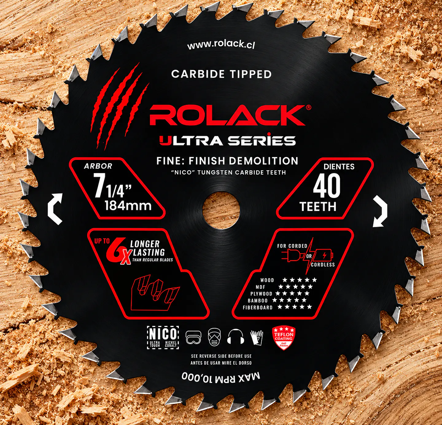 DISCO SIERRA MADERA ULTRA 7-1/4 40 DIENTES RCK0714040 ROLACK 1