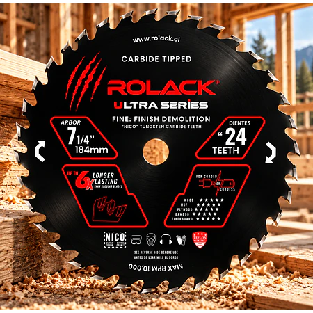 DISCO SIERRA MADERA ULTRA 7-1/4 24 DIENTES RCK0714024 ROLACK