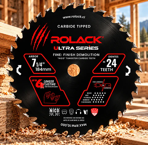 DISCO SIERRA MADERA ULTRA 7-1/4 24 DIENTES RCK0714024 ROLACK