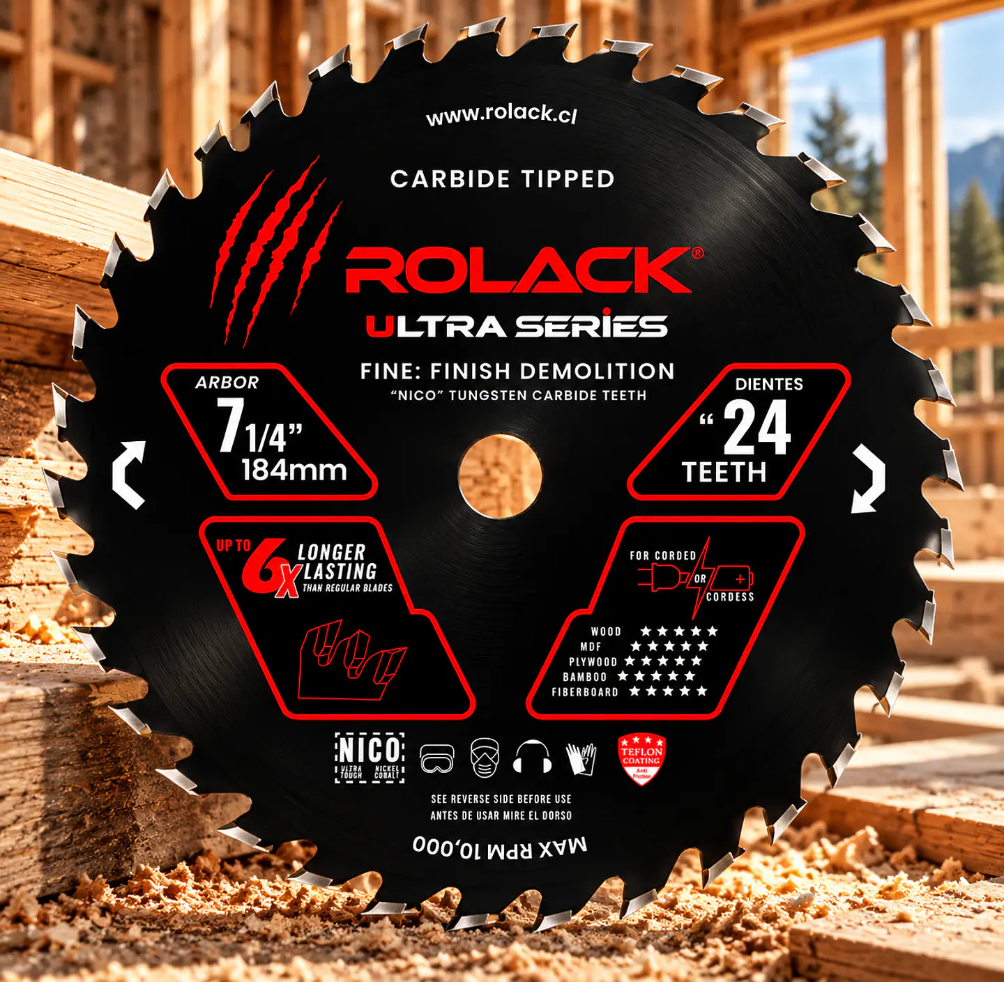 DISCO SIERRA MADERA ULTRA 7-1/4 24 DIENTES RCK0714024 ROLACK 1