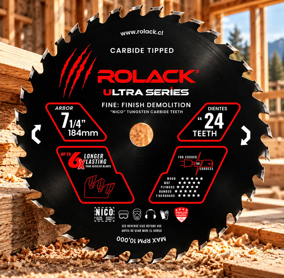 DISCO SIERRA MADERA ULTRA 7-1/4 24 DIENTES RCK0714024 ROLACK 1