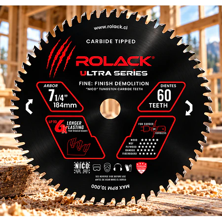 DISCO SIERRA MADERA ULTRA 7-1/4 60 DIENTES RCK0714060 ROLACK