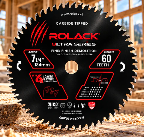 DISCO SIERRA MADERA ULTRA 7-1/4 60 DIENTES RCK0714060 ROLACK