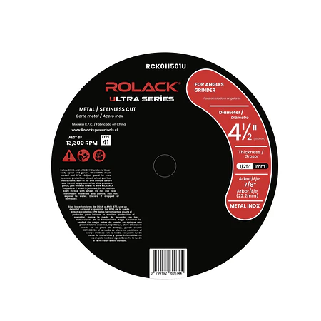 DISCOS DE CORTE ROLACK 4½” × 1,0 MM — METAL INOX (PACK DE 50 UNI) ROLACK
