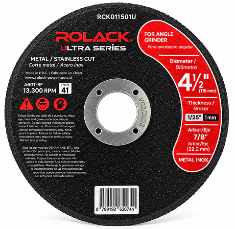 DISCOS DE CORTE ROLACK 4½” × 1,0 MM — METAL INOX (PACK DE 50 UNI) ROLACK