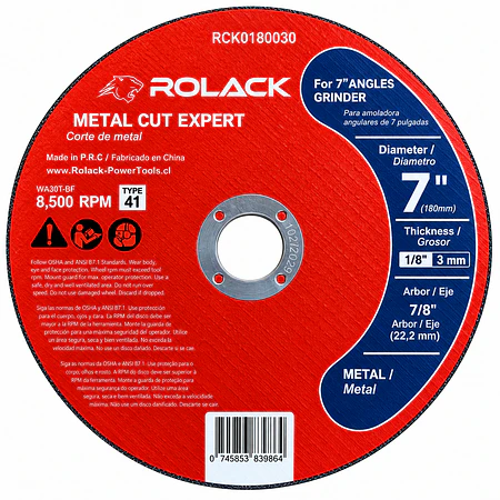 DISCO DE CORTE PARA METAL ROLACK 7” x 3,0 MM – PACK 50 UNIDADES 