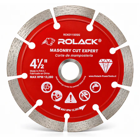 DISCO DIAMANTADO SEGMENTADO ROLACK 4½” (115 MM) – SEGMENTOS DE 10 MM PARA HORMIGÓN Y MAMPOSTERÍA 