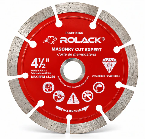 DISCO DIAMANTADO SEGMENTADO ROLACK 4½” (115 MM) – SEGMENTOS DE 10 MM PARA HORMIGÓN Y MAMPOSTERÍA 