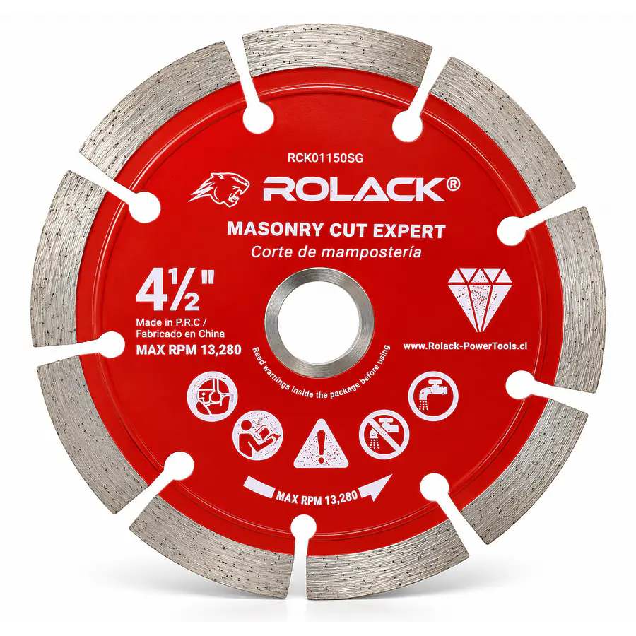 DISCO DIAMANTADO SEGMENTADO ROLACK 4½” (115 MM) – SEGMENTOS DE 10 MM PARA HORMIGÓN Y MAMPOSTERÍA 