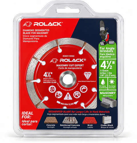 DISCO DIAMANTADO SEGMENTADO ROLACK 4½” (115 MM) – SEGMENTOS DE 10 MM PARA HORMIGÓN Y MAMPOSTERÍA 