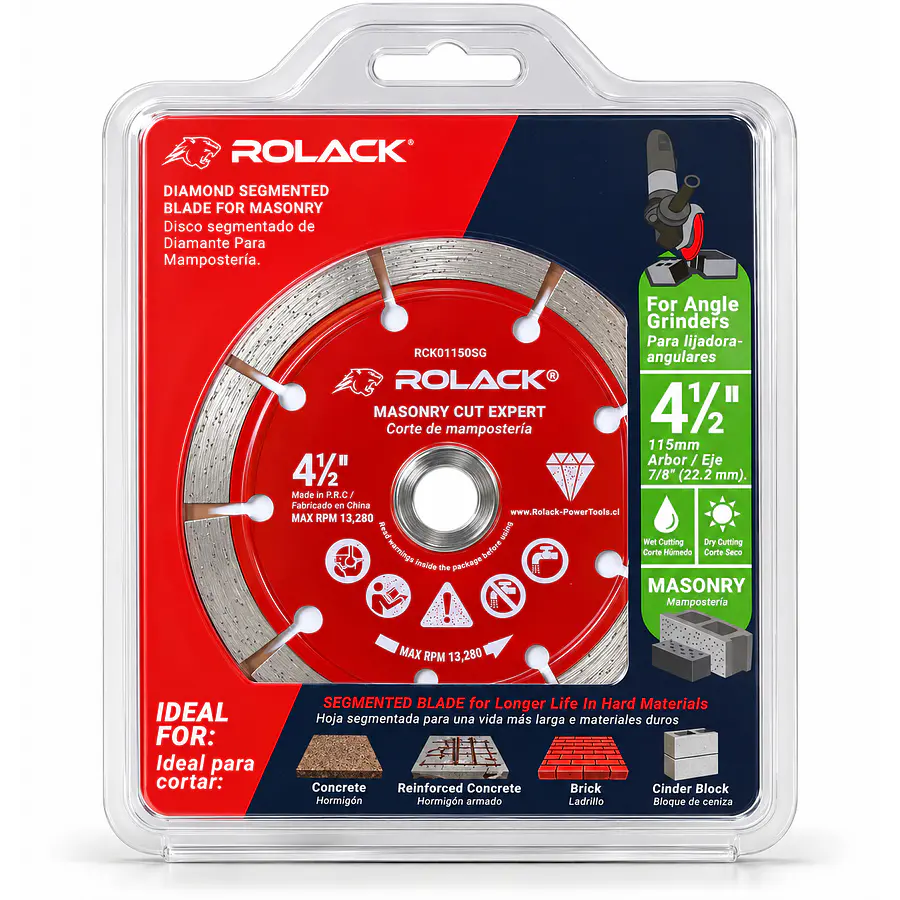 DISCO DIAMANTADO SEGMENTADO ROLACK 4½” (115 MM) – SEGMENTOS DE 10 MM PARA HORMIGÓN Y MAMPOSTERÍA 