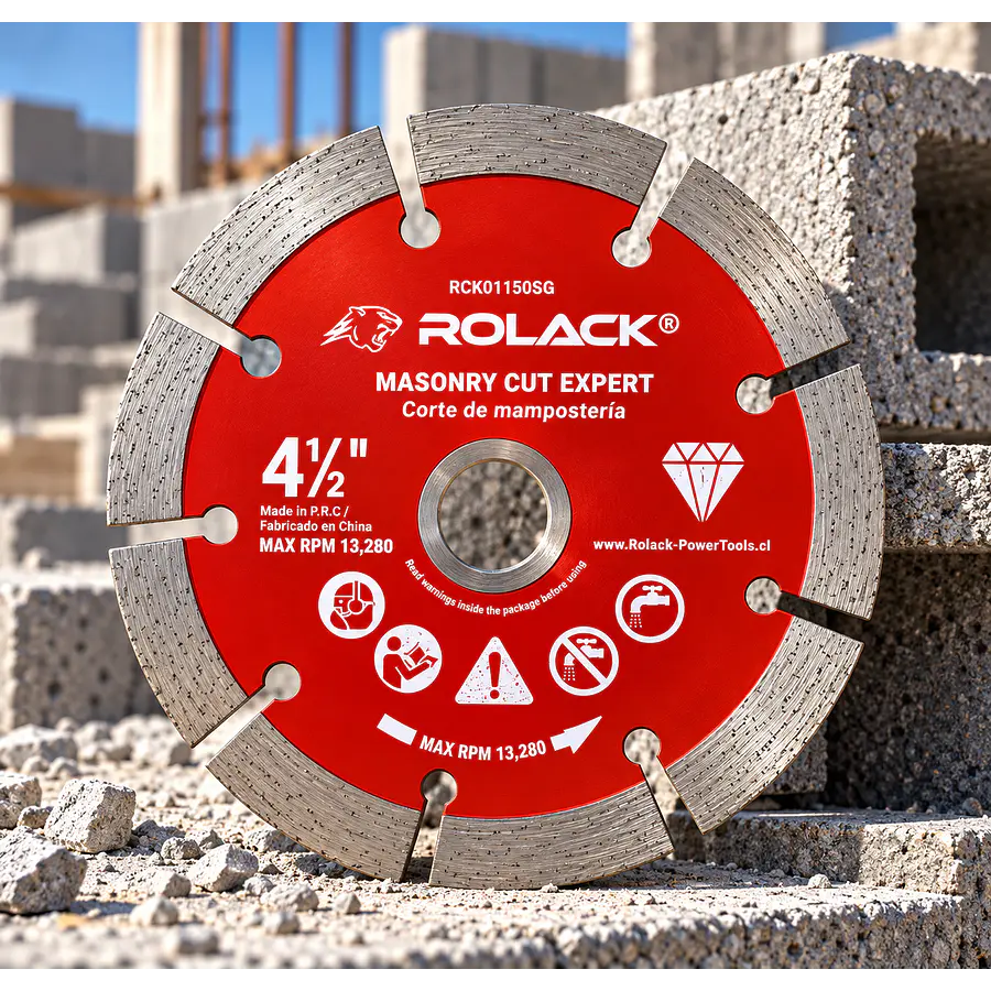 DISCO DIAMANTADO SEGMENTADO ROLACK 4½” (115 MM) – SEGMENTOS DE 10 MM PARA HORMIGÓN Y MAMPOSTERÍA 