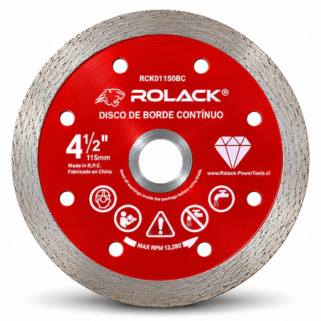 DISCO DIAMANTADO BORDE CONTINUO ROLACK 4½” (115 MM) – BORDE DE 10 MM PARA CERÁMICA Y AZULEJOS