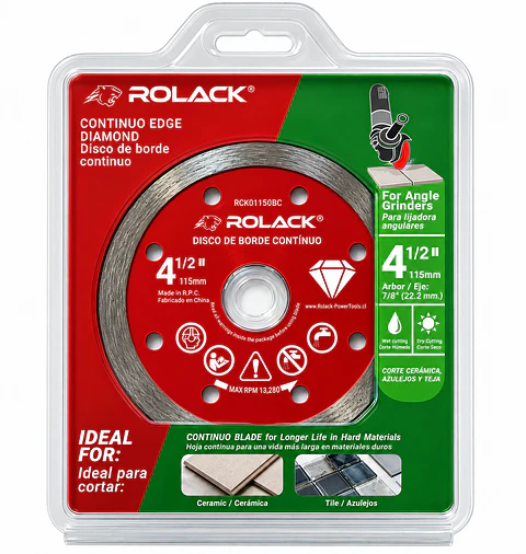 DISCO DIAMANTADO BORDE CONTINUO ROLACK 4½” (115 MM) – BORDE DE 10 MM PARA CERÁMICA Y AZULEJOS