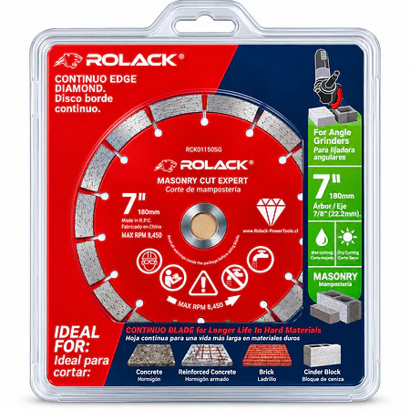 DISCO DIAMANTADO SEGMENTADO ROLACK 7” (180 MM) – SEGMENTOS DE 10 MM PARA HORMIGÓN Y MAMPOSTERÍA