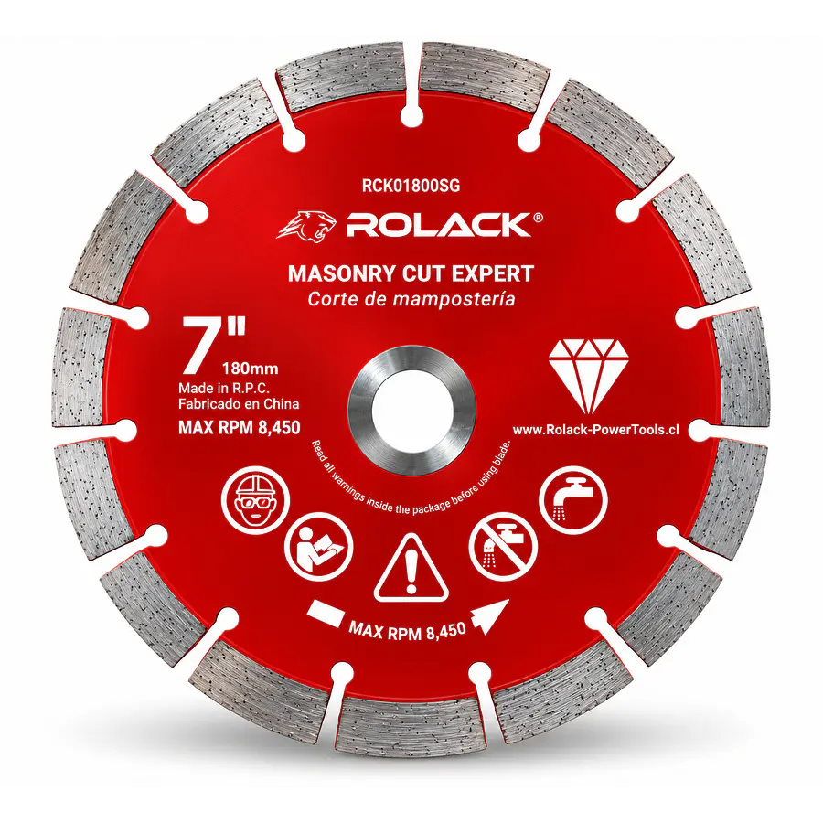 DISCO DIAMANTADO SEGMENTADO ROLACK 7” (180 MM) – SEGMENTOS DE 10 MM PARA HORMIGÓN Y MAMPOSTERÍA