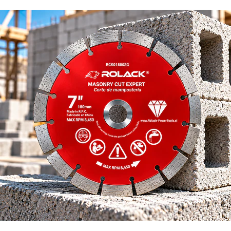 DISCO DIAMANTADO SEGMENTADO ROLACK 7” (180 MM) – SEGMENTOS DE 10 MM PARA HORMIGÓN Y MAMPOSTERÍA