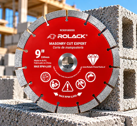 DISCO DIAMANTADO SEGMENTADO ROLACK 9” (230 MM) – SEGMENTOS DE 10 MM PARA HORMIGÓN Y MAMPOSTERÍA