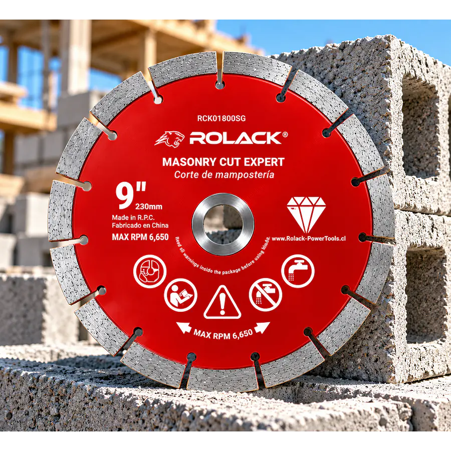 DISCO DIAMANTADO SEGMENTADO ROLACK 9” (230 MM) – SEGMENTOS DE 10 MM PARA HORMIGÓN Y MAMPOSTERÍA