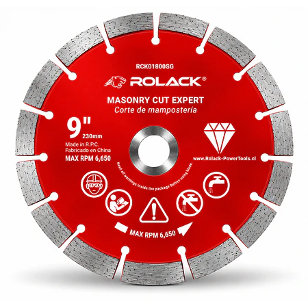 DISCO DIAMANTADO SEGMENTADO ROLACK 9” (230 MM) – SEGMENTOS DE 10 MM PARA HORMIGÓN Y MAMPOSTERÍA
