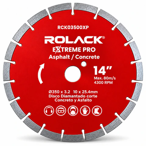 DISCO DIAMANTADO ROLACK EXTREME PRO 14” (350 MM) – CORTE DE HORMIGÓN Y ASFALTO