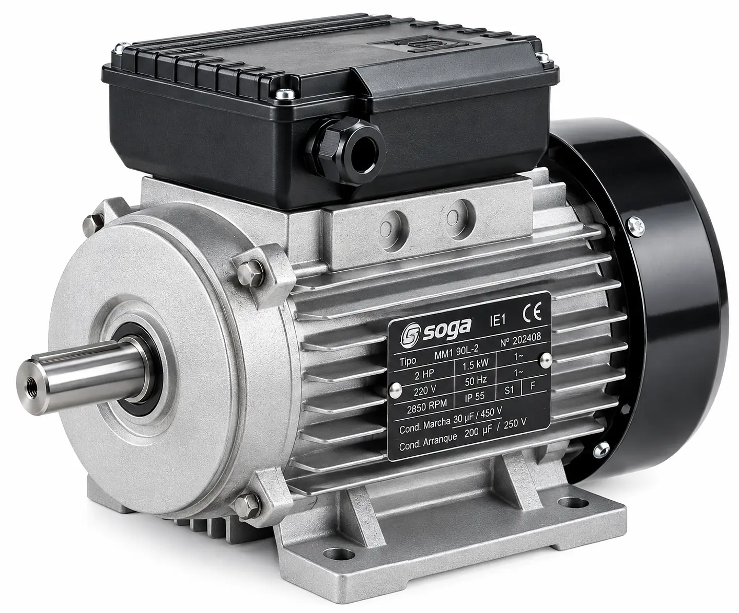 MOTOR ELÉCTRICO SOGA ITALIA 2 HP 220 V 50 HZ 3000 RPM 1