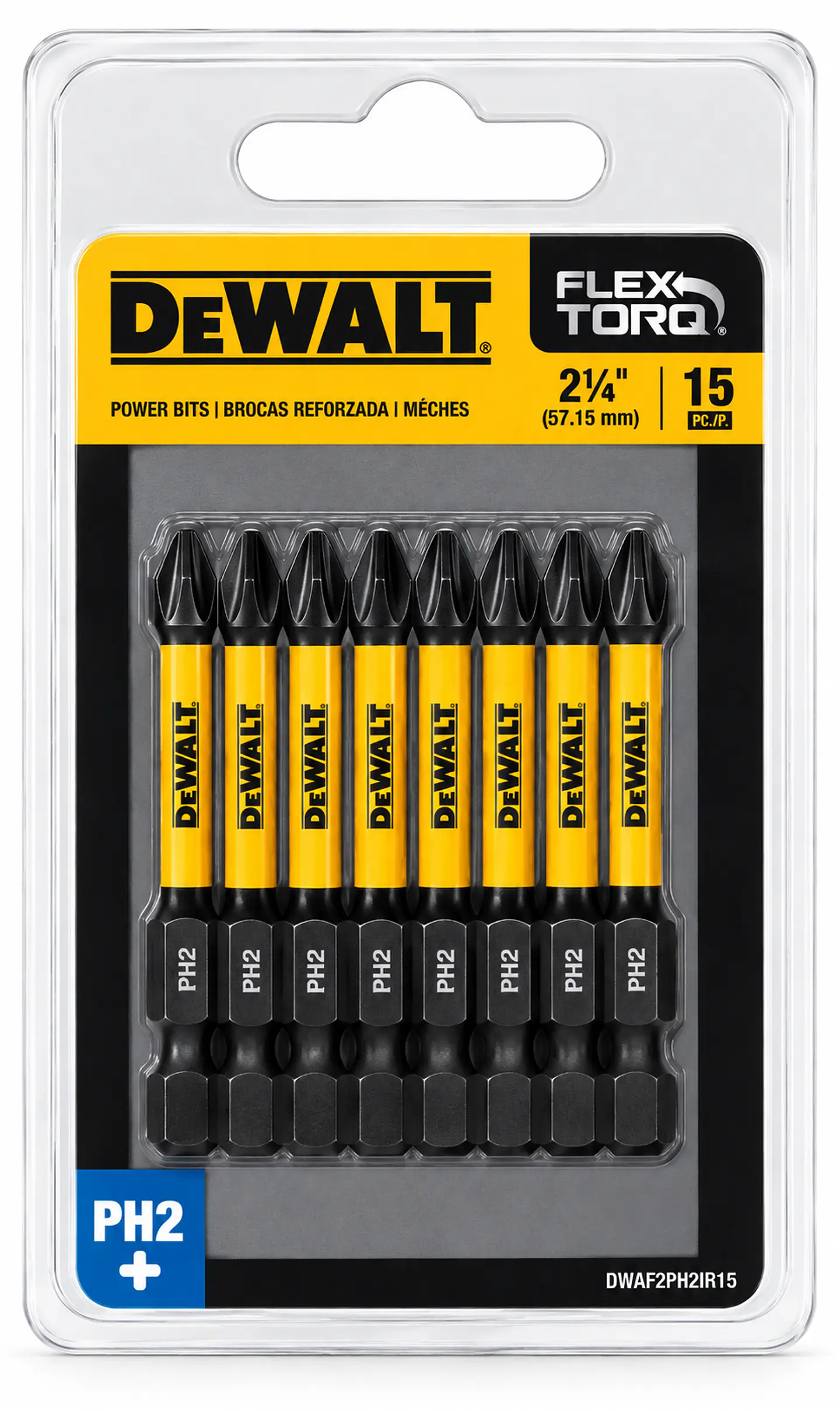 SET 15 PUNTAS PHILLIPS PH2 DEWALT FLEXTORQ® 57,2 MM – DWAF2PH2IR15 1
