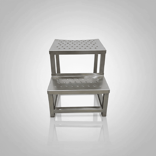 Escalera Industrial de 2 Peldaños en Acero Inoxidable Antideslizante 3
