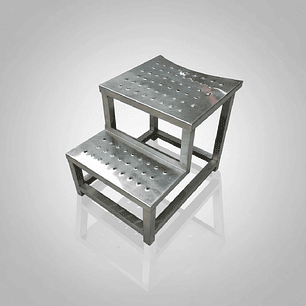 Escalera Industrial de 2 Peldaños en Acero Inoxidable Antideslizante