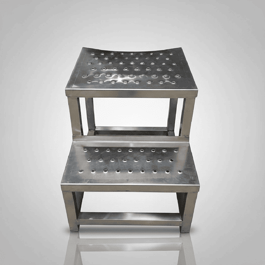 Escalera Industrial de 2 Peldaños en Acero Inoxidable Antideslizante 4