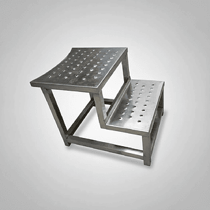 Escalera Industrial de 2 Peldaños en Acero Inoxidable Antideslizante