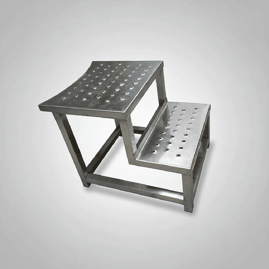 Escalera Industrial de 2 Peldaños en Acero Inoxidable Antideslizante 2