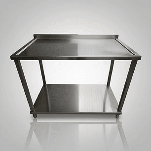 Mesa de Trabajo en Acero Inoxidable con Entrepaño y Ruedas (Con Salpicadero)