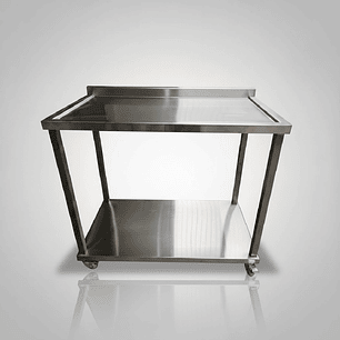 Mesa de Trabajo en Acero Inoxidable con Entrepaño y Ruedas (Con Salpicadero)