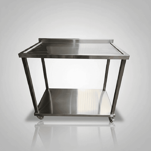 Mesa de Trabajo en Acero Inoxidable con Entrepaño y Ruedas (Con Salpicadero) 2