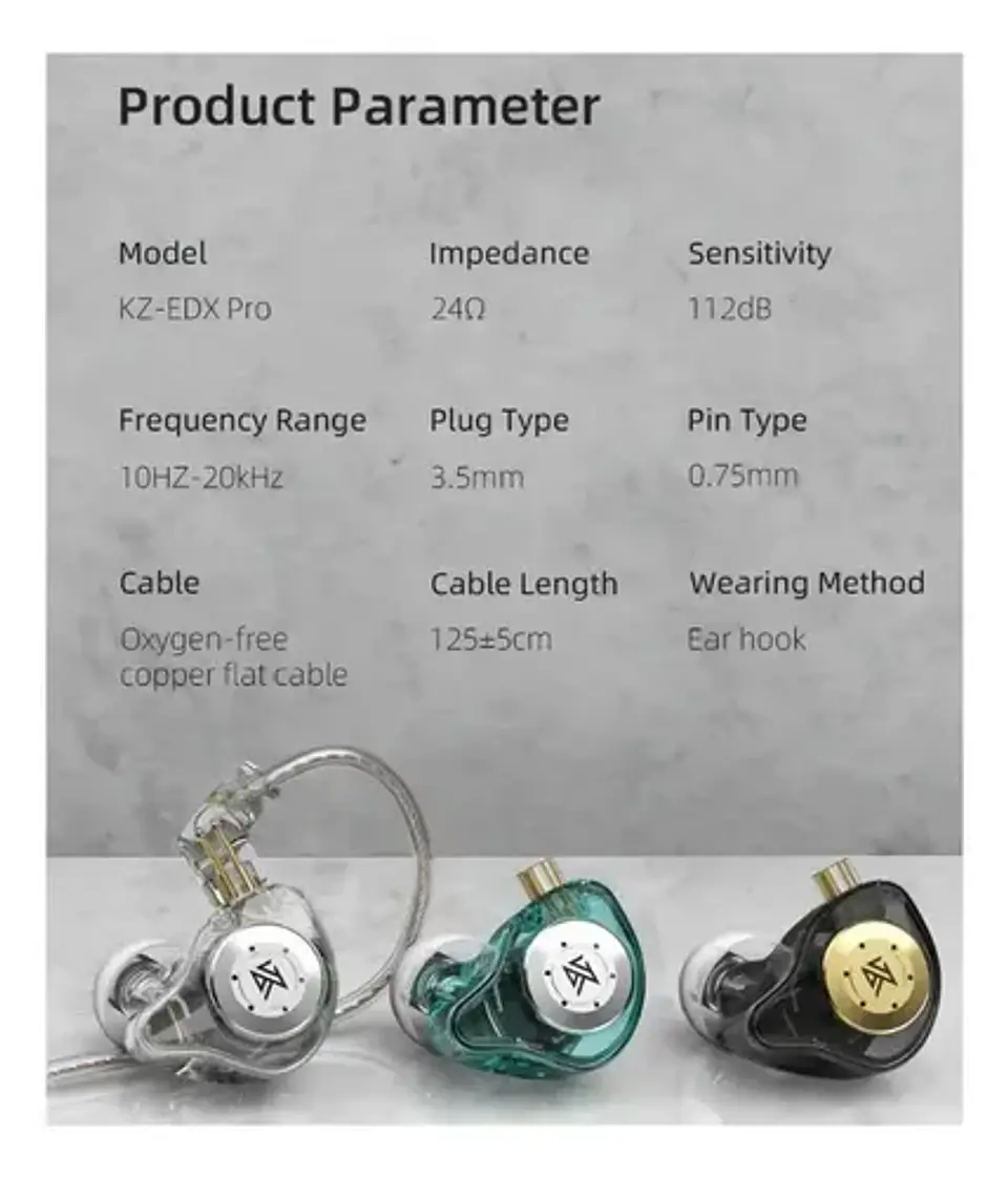 Audífonos KZ EDX Pro Hifi IEM Cyan 1DD | Con Micrófono 7
